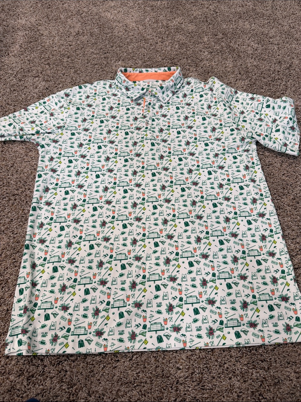 Swannies Golf Polo Size Large Masters and Augusta themed print